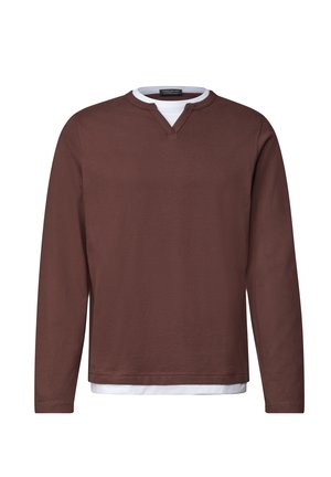 Street One MEN, HENLEYSHIRT IM 2-IN-1-LOOK - Camiseta de manga larga - maroon brown