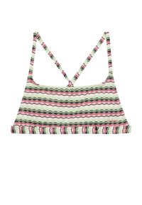 Višebojni bralette s tankim zelenim, roza i crnim valovitim uzorcima. Dizajn s leđima u obliku slova X s širokim trakama i šavnim detaljima.