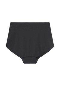 Slip alto in vita di colore nero realizzato in tessuto liscio con elasticità. Presenta un design senza cuciture e aperture tonde per il massimo comfort.