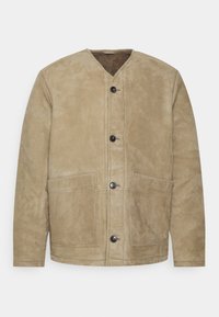 COMBAT LINER - Casaco de couro - wet cement