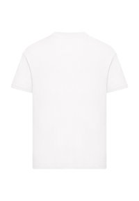 White cotton t-shirt with short sleeves, round neckline, and a plain back. Features a soft texture and standard fit.