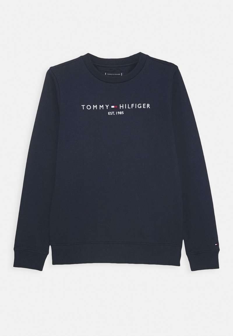 Mörkblå Tommy Hilfiger sweatshirt med rund halsringning, långa ärmar och broderat varumärke och logotyp på mitten fram.