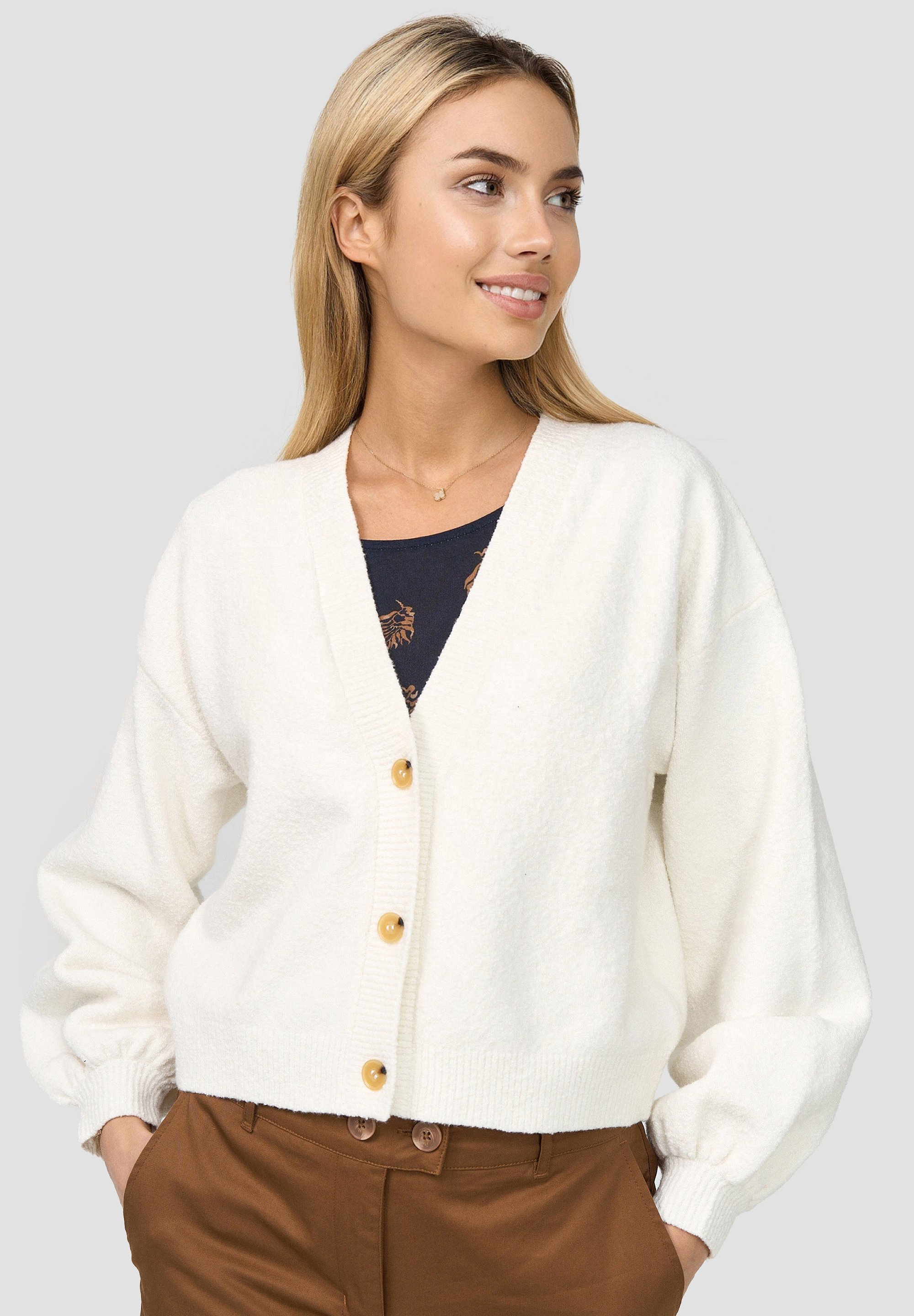 Re.draft BOUCLE - Cardigan - wool white/white - Zalando.co.uk