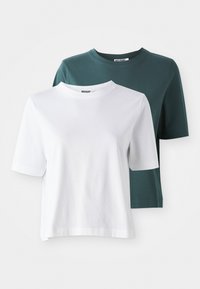PERFECT BOXY 2 PACK  - T-shirts - white/petrol green