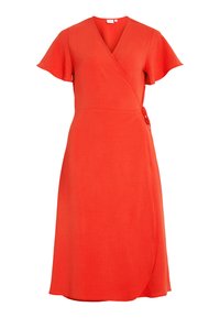 Vilovie S S Wrap Midi Dress Green Milieu Aop Lol