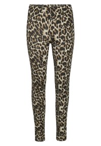 Legging s uzorkom leoparda, s prilagođenim dizajnom, izrađene od lagane tkanine, s crnim i bež životinjskim uzorkom.