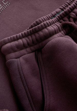 Lilla fleece-joggingbukser med elastisk talje og sidelommer. Har synlig syning og en glat tekstur. Velegnet til afslappet brug.