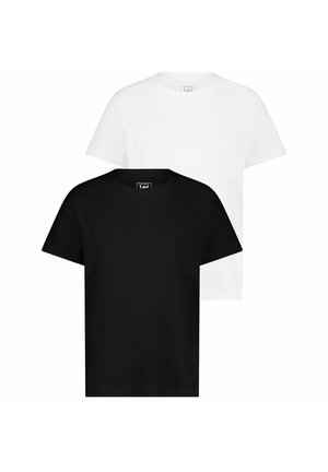 Pack de dos camisetas de cuello redondo en negro y blanco. Confeccionadas en suave tela de algodón, cuentan con mangas cortas y un corte recto.