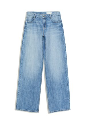 Bershka, LOW-RISE WIDE-LEG - JEANS - Široké nohavice - light blue