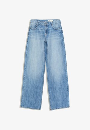 Bershka, LOW-RISE WIDE-LEG - JEANS - Široké nohavice - light blue