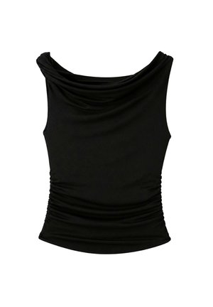 Stradivarius, ASYMMETRIC GATHERED T-SHIRT - T-shirts print - black