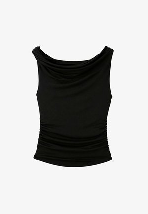 Stradivarius, ASYMMETRIC GATHERED T-SHIRT - T-shirts print - black