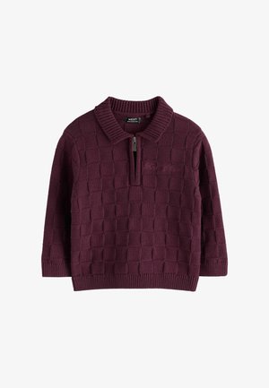 Next, TEXTURED KNITTED ZIP NECK POLO SHIRT - Strickpullover - plum purple