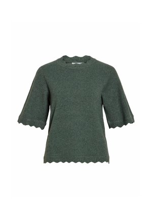 VILA, VINIKOLINA O-NECK 2/4 KNIT TOP - NOOS - T-Shirt basic - balsam green