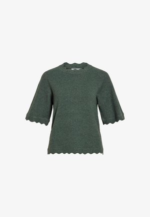 VILA, VINIKOLINA O-NECK 2/4 KNIT TOP - NOOS - T-Shirt basic - balsam green