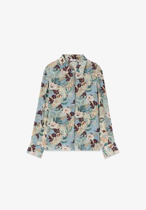 Oltre, CAMICIA FANTASIA CON DETTAGLIO GIOIELLO - Blusa - azzurro