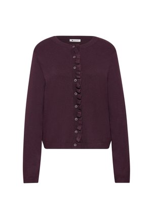 Street One, CARDIGAN WITH A ROUND NECK AND RUFFLE DETAILS - Gilet - berry plum