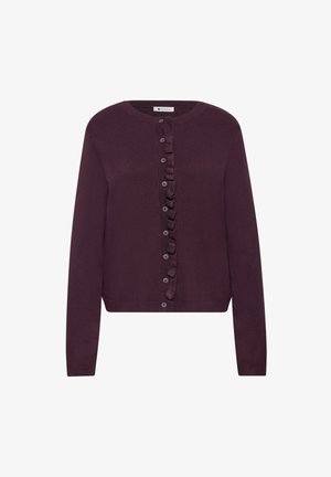 Street One, CARDIGAN WITH A ROUND NECK AND RUFFLE DETAILS - Gilet - berry plum