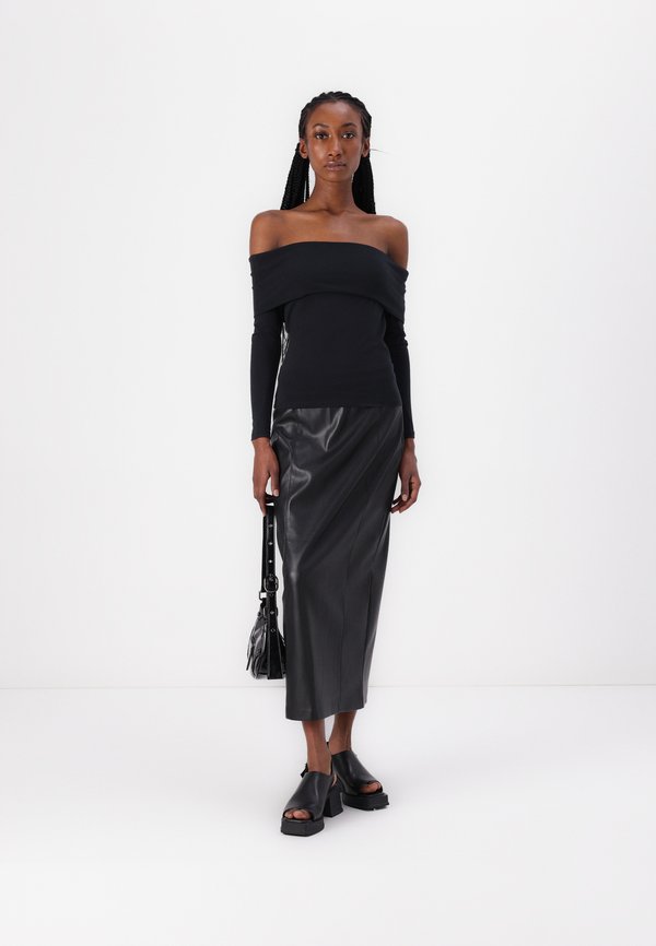 Long-Sleeve Cotton-Blend Seamless Fabric Tuckable Off-The-Shoulder Top - Long sleeved top2