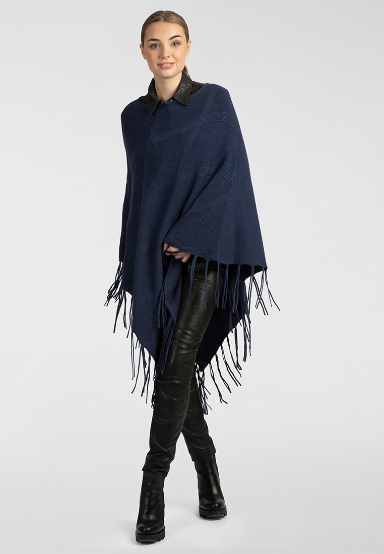 Apart Poncho donkerblauw