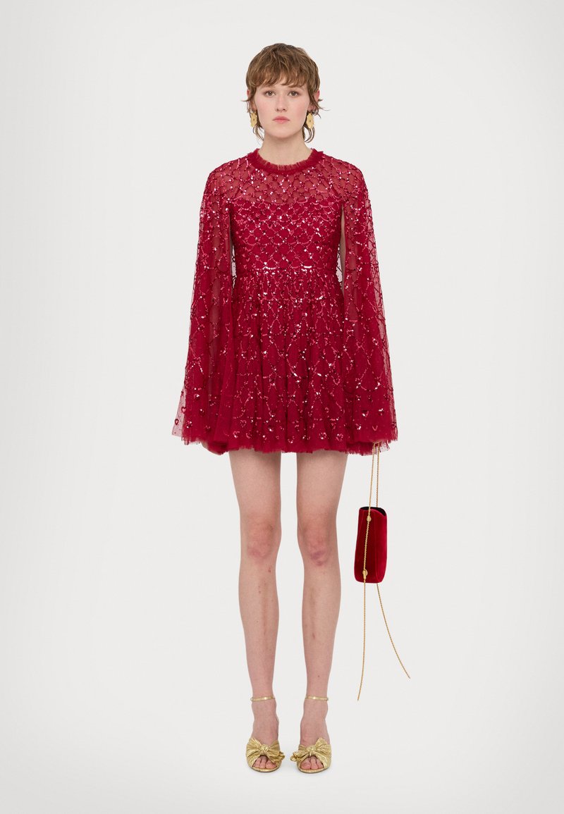 open lace back dress Helena dress, Red Micro Ditsy – Saskia Clothing