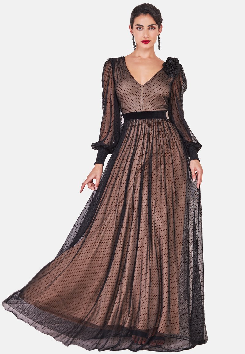 Goddiva CORSAGE VNECK DOBBY Ballkleid black/schwarz Zalando.de