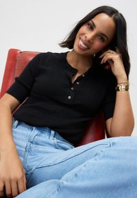 Next BUTTON UP SHORT SLEEVE  - T-shirts print - black
