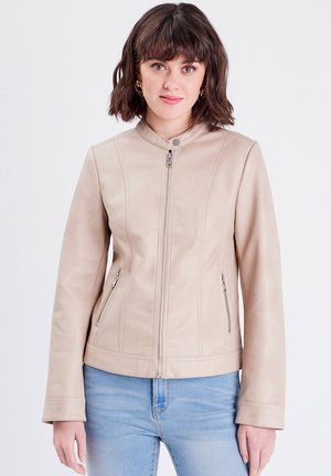 GERADE MIT REISSVERSCHLUSS - Chaqueta de cuero sintético - sable