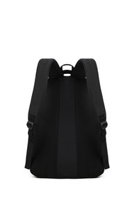 Sac à dos noir avec des bretelles rembourrées en mesh et un design plat et épuré. Doté de boucles latérales réglables pour un confort optimal.
