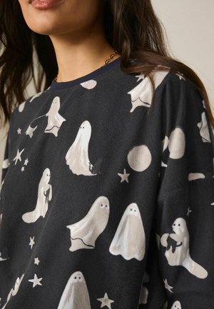 Next COSY LONG SLEEVE SET - Pyjama set - charcoal grey ghosts
