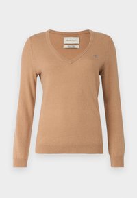 EXTRAFINE V NECK - Pulover - caramel beige