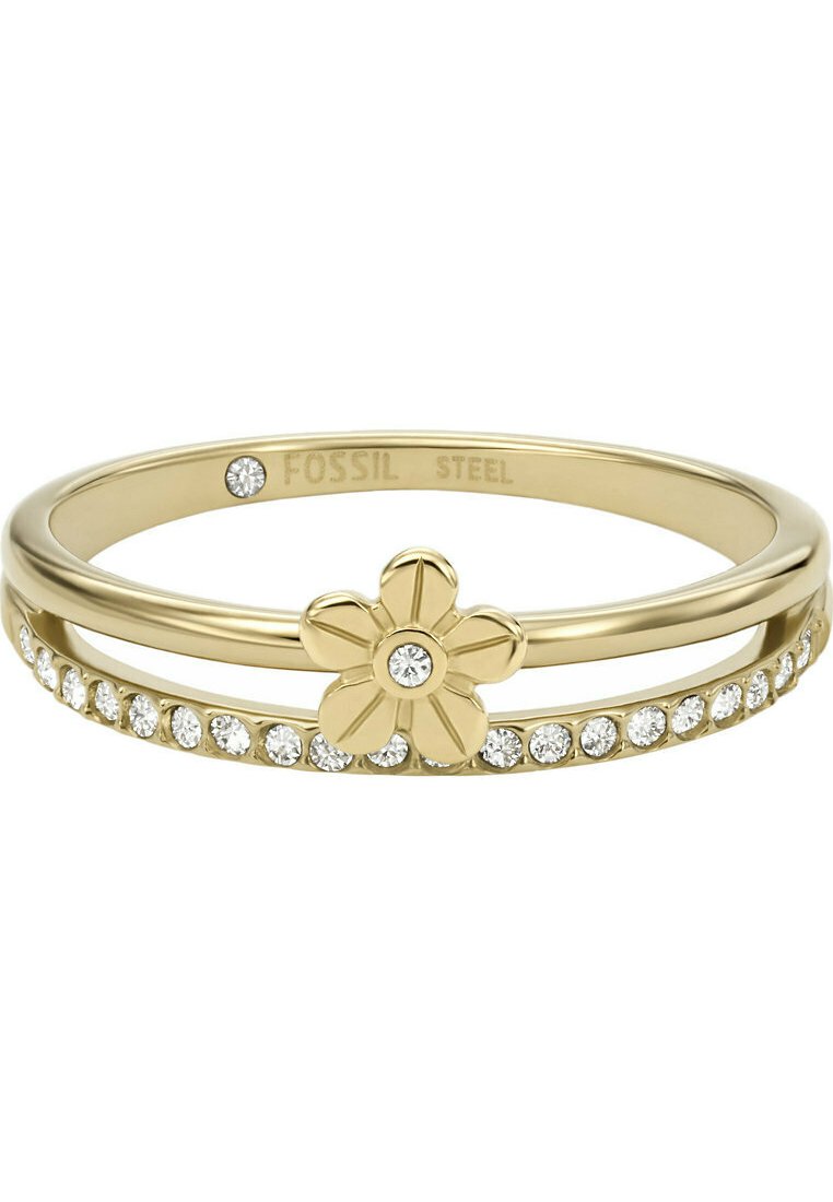 Fossil Damen Ring – Goldfarbener Edelstahl, Poliert, Einfaches Band-Design