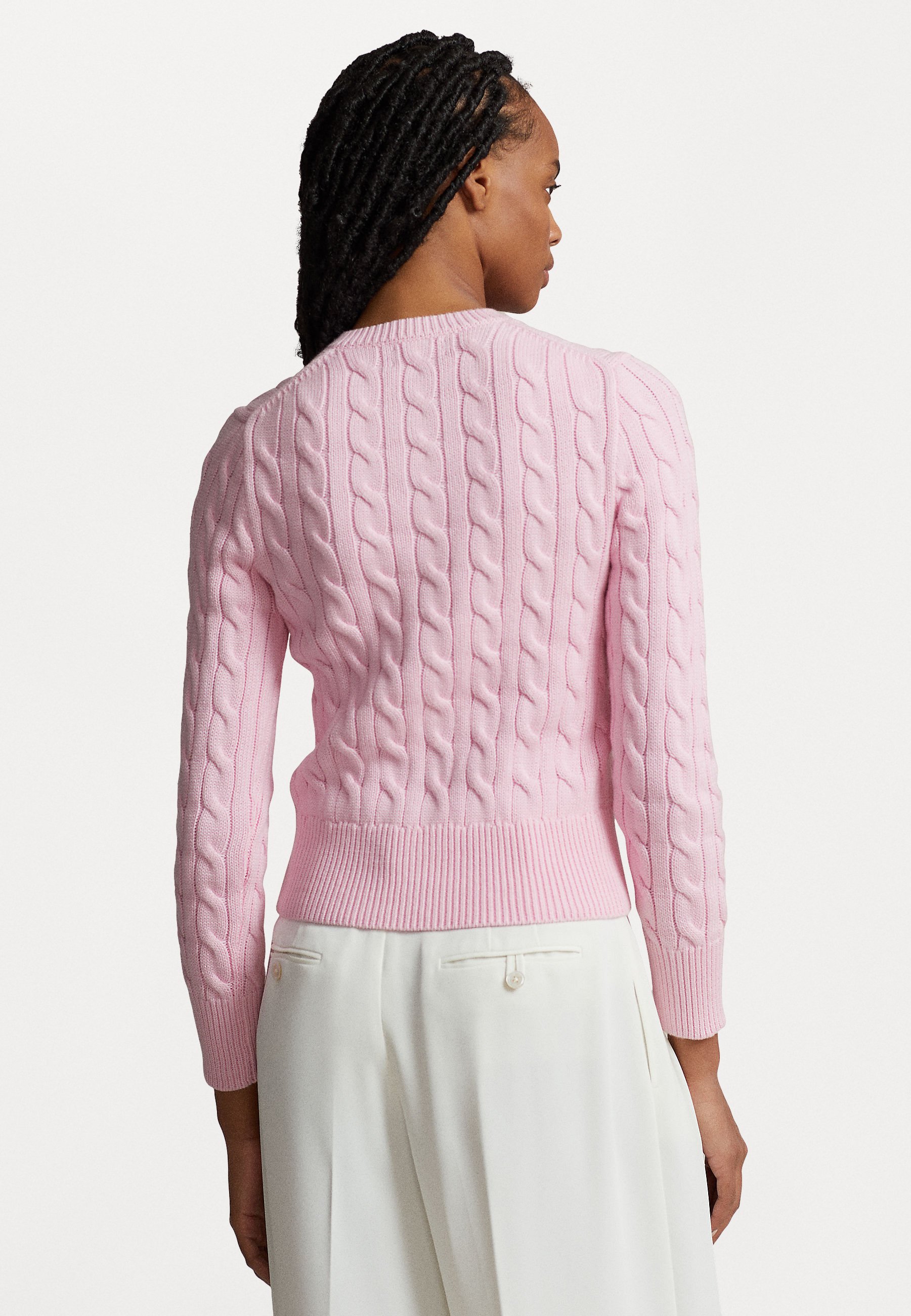 アウターその他 POLO RALPH LAUREN W Cable Knit Cotton Crewneck Cardigan Pink Cable-Knit Cotton Crewneck Cardigan | Ralph Lauren