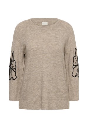 Kaffe Curve, KCERINA EMBROIDERY PULLOVER - Pullover - desert taupe  black flower emb
