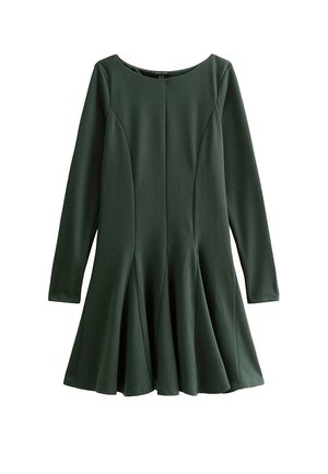 New Look SLASH NECK LONG SLEEVE SKATER - Vestito di maglina - dark green