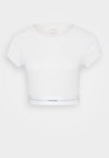 RIB CROP TEE COTTON STRETCH RIB - Pižamos viršutinė dalis - oatmeal heather