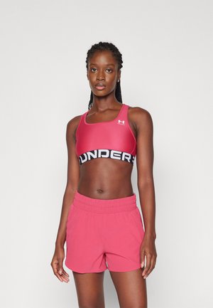 Under Armour MID BRANDED - Medium support sports bra - shaded fuchsia/white