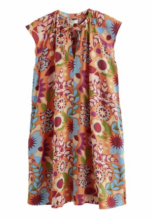TIE NECK MINI SUMMER - Nappali ruha - orange tropical print