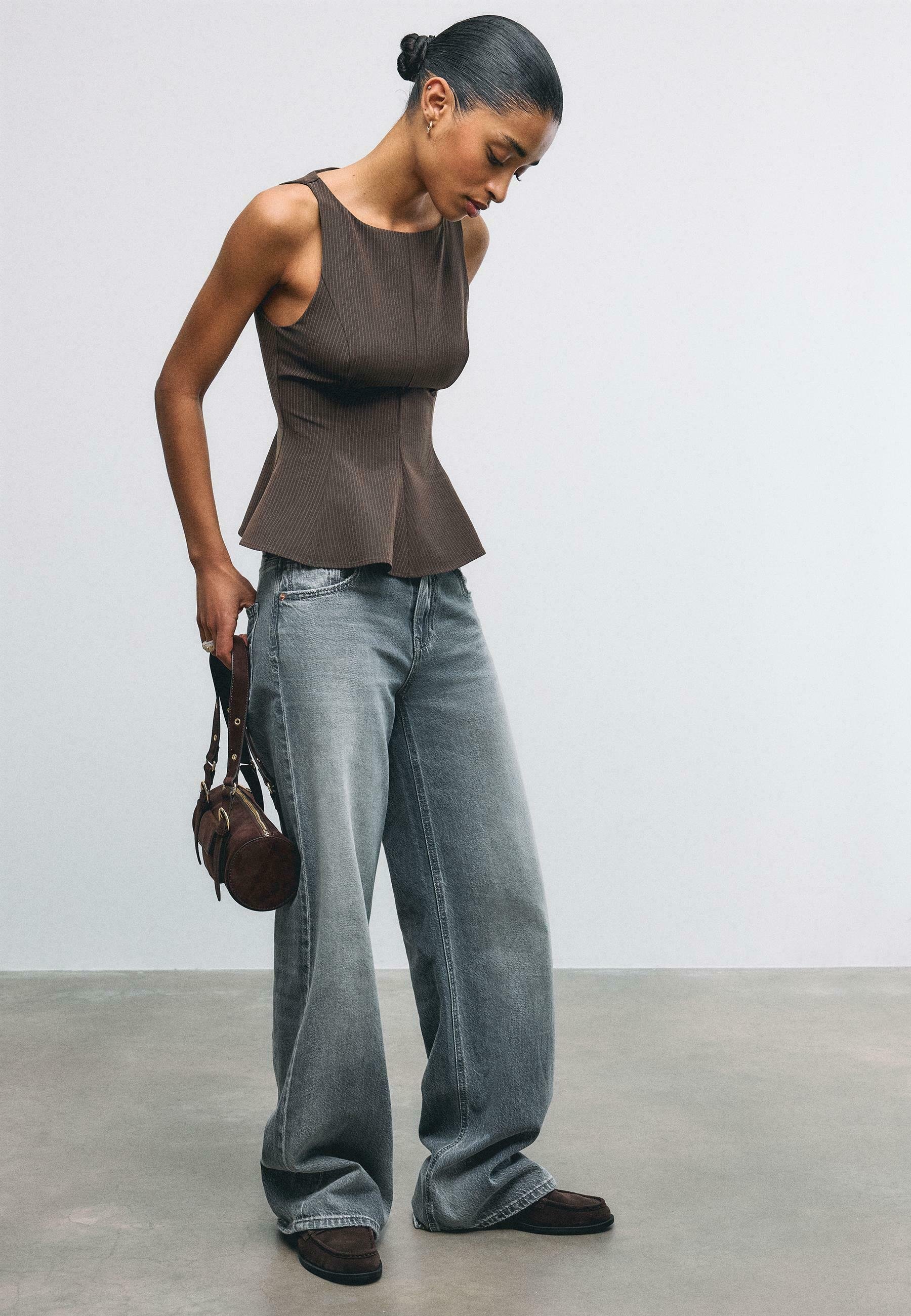 Stradivarius SLEEVELESS PEPLUM - Top - brown/braun - Zalando