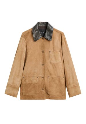 WITH SUEDE COLLAR DETAIL  - Veste en similicuir - brown