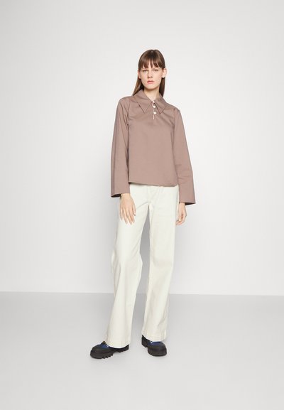 DL1961 ZOIE WIDE LEG RELAXED VINTAGE - Bootcut piegriezuma džinsi - ecru vintage