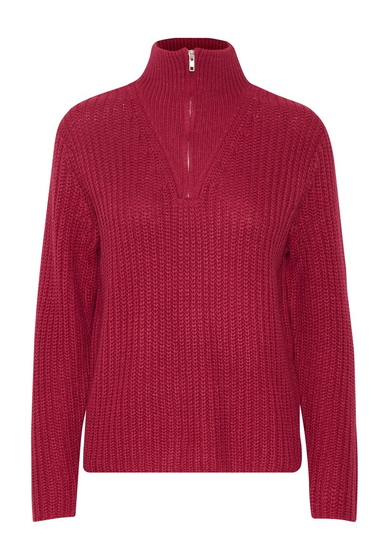 b.young TROYER REISSVERSCHLUSS  - Strickpullover - rot