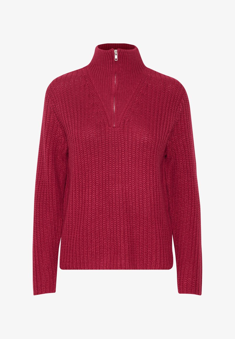 b.young TROYER REISSVERSCHLUSS - Strickpullover - rot