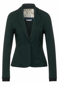 Mörkgrön blazer med en skräddarsydd passform, en knapp-stängning, två framfickor och subtila sömnadsdetaljer. Slät tygkvalitet.