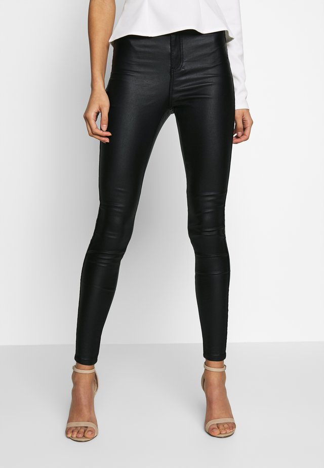 VICE HIGH WAISTED COATED - Stoffhose - black
