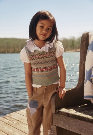Polo Ralph Lauren FAIR ISLE COTTON SWEATER VEST & SKIRT 7-14Y SET - A-snit nederdel - fairisle multi