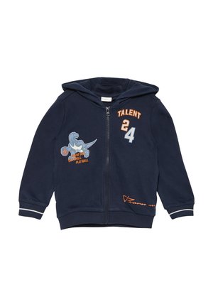 GEBORDUURDE DETAILS - Sweater met rits - navy