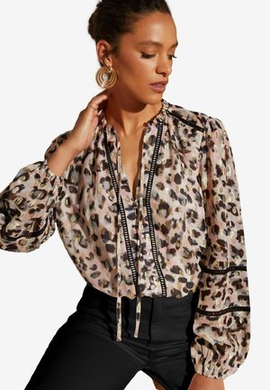 Love & Roses RUFFLE NECK  TRIM  BUTTON THROUGH REGULAR FIT - Gombos blúz - pink animal