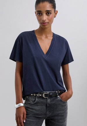 Scalpers PLAINSKULLV  - Tricou basic - dark navy