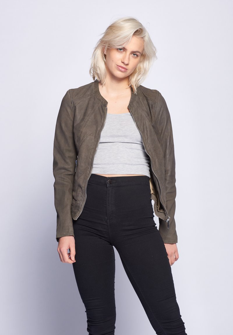 Damen Leichte Jacken | Maze Lederjacke shadow/grau - QB66359 Damen Leichte Jacken | Maze Lederjacke shadow/grau - QB66359